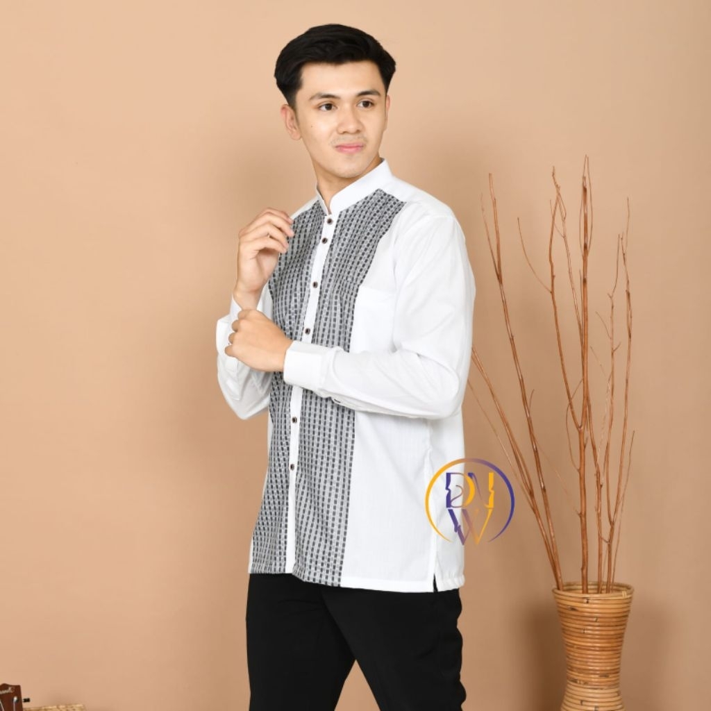 Baju Koko Dewasa lengan panjang bahan katun madinah