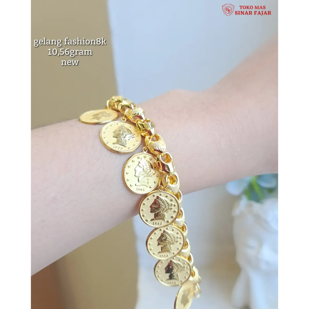 Gelang Koin emas kadar 8k/375% berat 10.56 gr