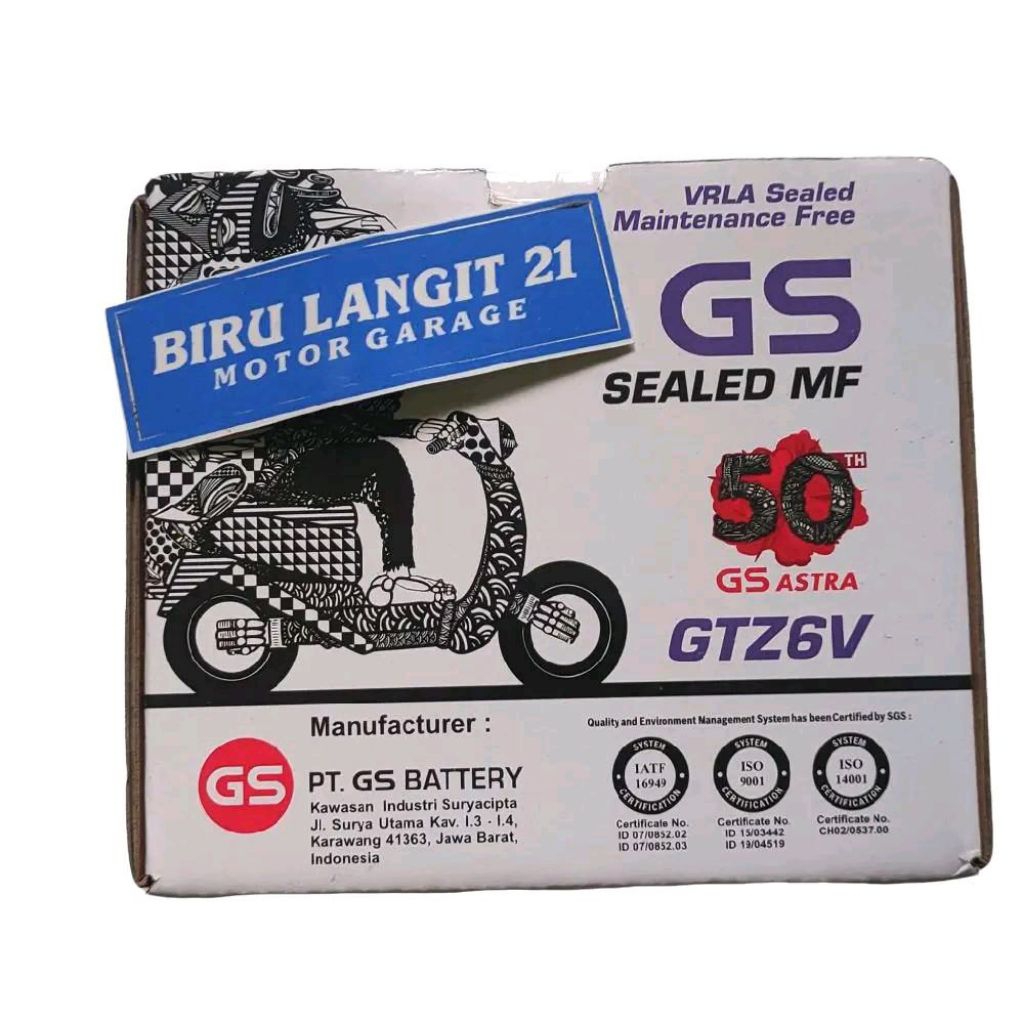 Aki Kering GS ASTRA GTZ6V original