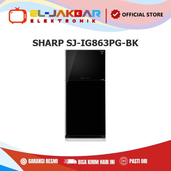 SHARP SJ-IG863PG-BK Kulkas 2 Pintu 613L J-Tech Inverter Compressor Cooling System
