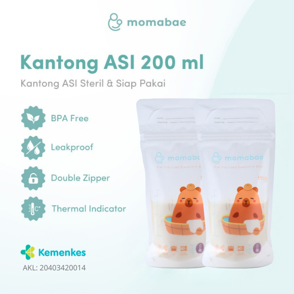 MOMABAE – Kantong ASI Capybara 200ML + 20ML Ekstra / Kantong ASI BPA Free / Kantong ASI Thermal Sens