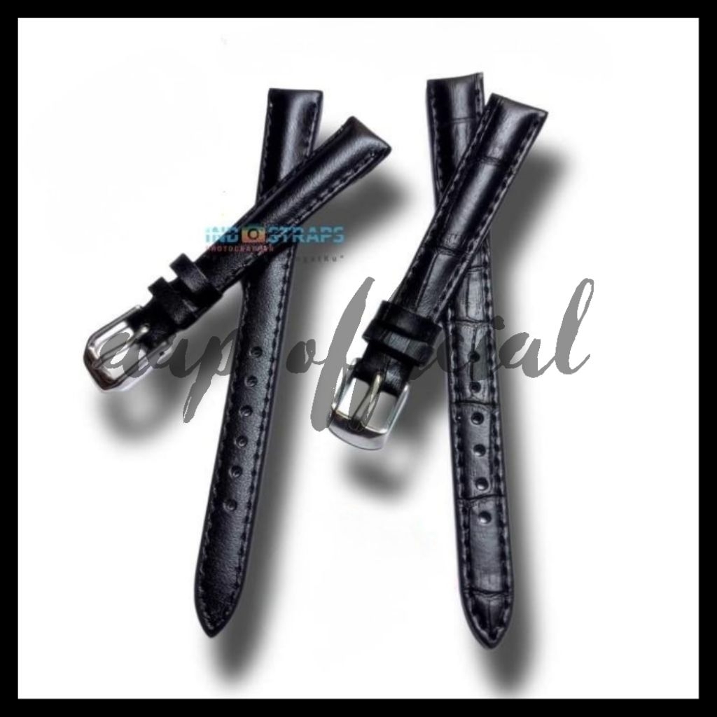 Tali Jam Tangan Kulit 12mm Strap Tali Jam Kulit 12mm Hitam Buckle Silver