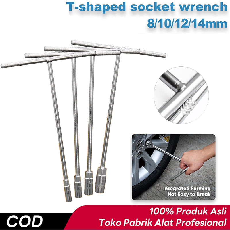 Kunci Sok T Set 8 10 12 14mm Alat Bengkel Perbaikan Mobil Motor Ringan Pasang Lepas Baut Cepat Satu 