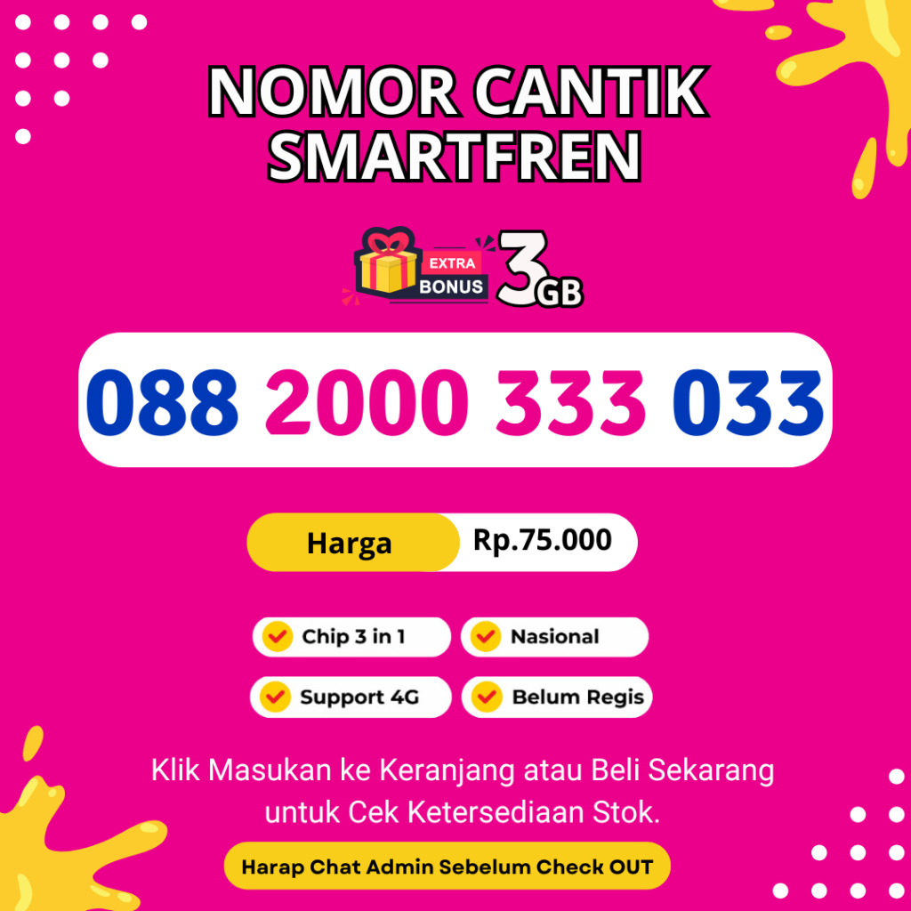 Nomor Cantik Smartfren Murah Bonus Kuota 3GB - Kartu Perdana Kuota Smartfren 3GB