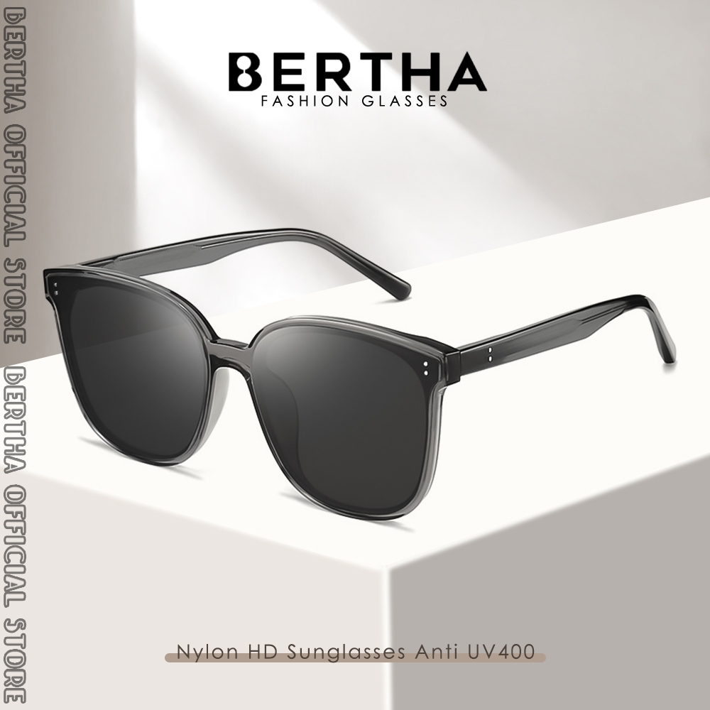 Bertha Kacamata Sunglasses Anti UV 400 Protection Style Simple Bahan Acetate Bentuk Kotak Kokoh Simp