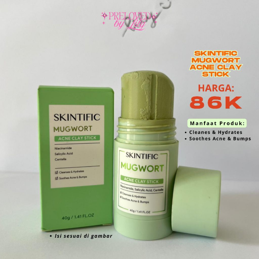 Preloved Skintific Mugwort Acne Clay Stick Mask