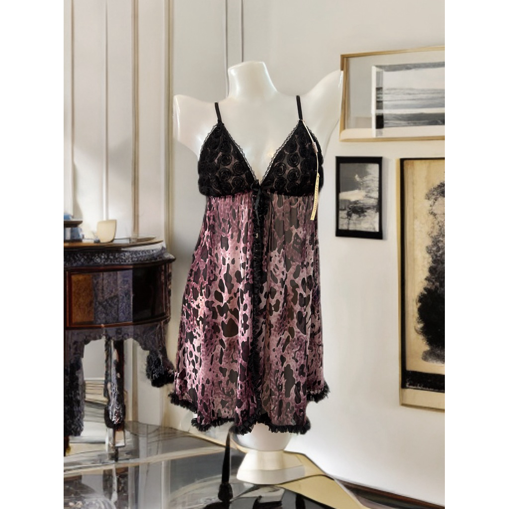 Baju tidur wanita setelan + g string sexy macan,leopard jaring2 transparan ,buka depan