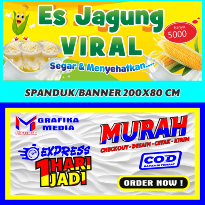 SPANDUK / BANNER ES JAGUNG VIRAL POSISI LANDSCAPE