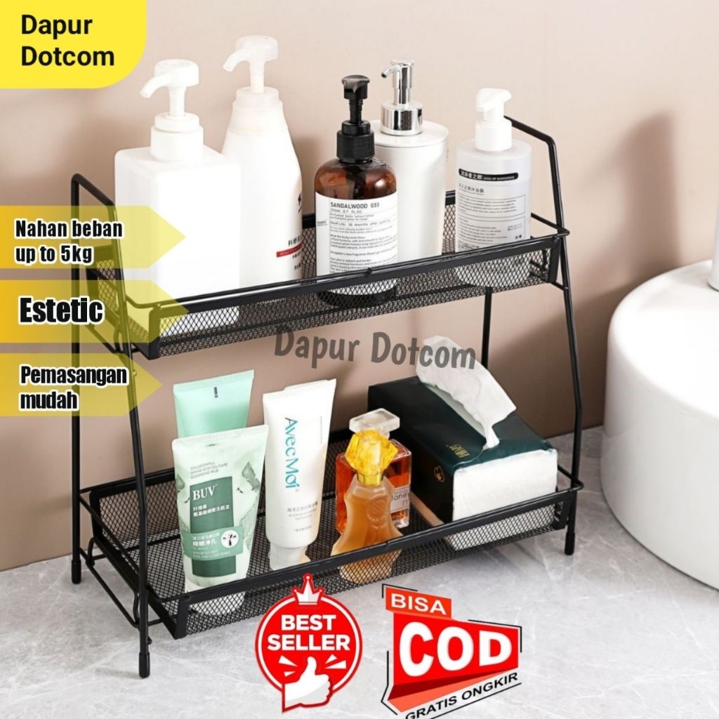 DD Rak Cosmetik Jaring 2 Susun Rak bumbu 2 susun besi kuat/ Rak susun serbaguna/Rak bumbu dapur este