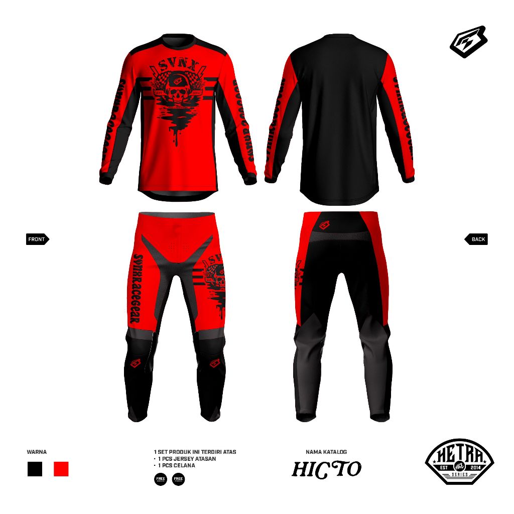 GEARSET HETRA HICTO SERIES / JERSET SVNX / JERSEY SET MOTOCROSS / JERSEY SET BALAP