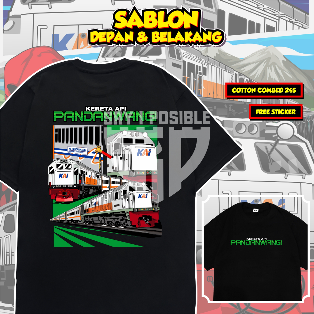 ( FREE STIKER ) KAOS KERETA API PANDAN WANGI - BAJU KERETA API KAI RAILFANS INDONESIA ANAK DAN DEWAS