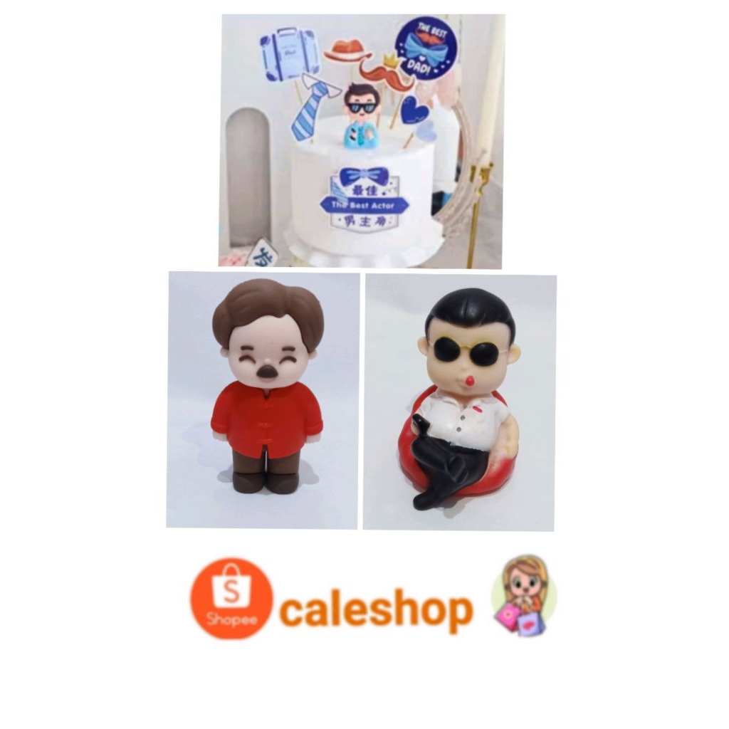 Caleshop Topper Kue Ulang Tahun Papa Boss Kakek Pria Dolar