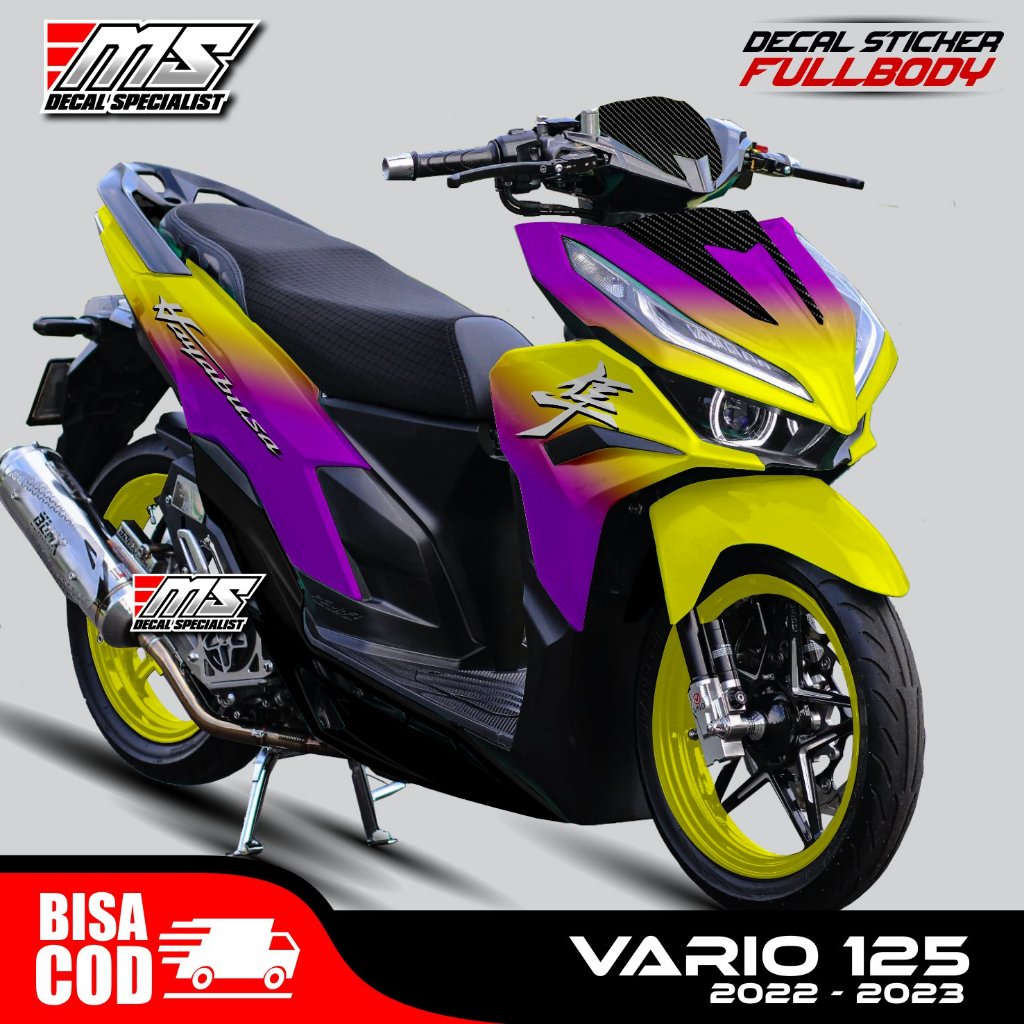 Decal stiker motor full body Vario new 125 2022-2023 variasi motif Bunglon kuning
