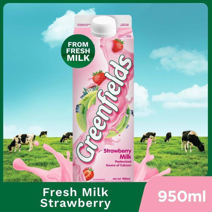 GREENFIELDS FRESH MILK SUSU PASTEURISASI RASA STRAWBERRY 1 DUS 12 PCS