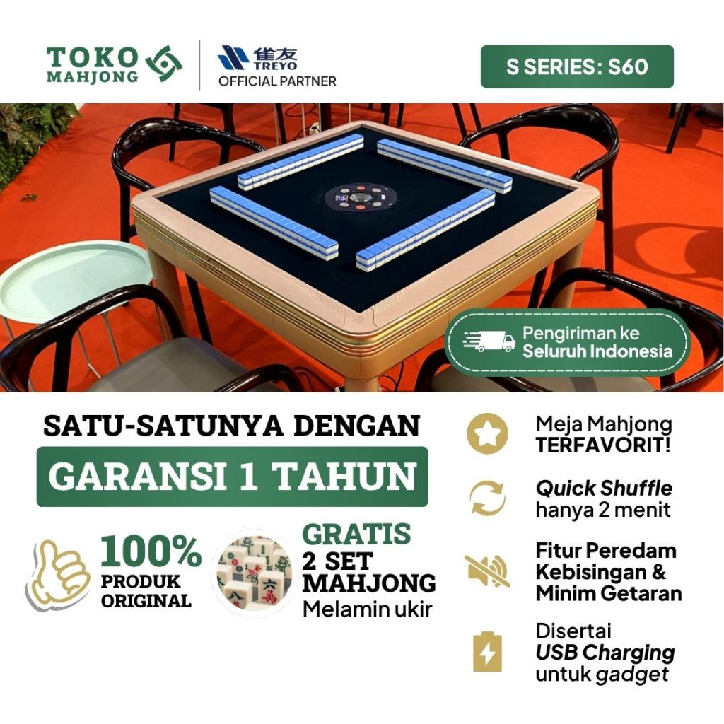 Treyo S60Pro Meja Mahjong Otomatis - Champagne