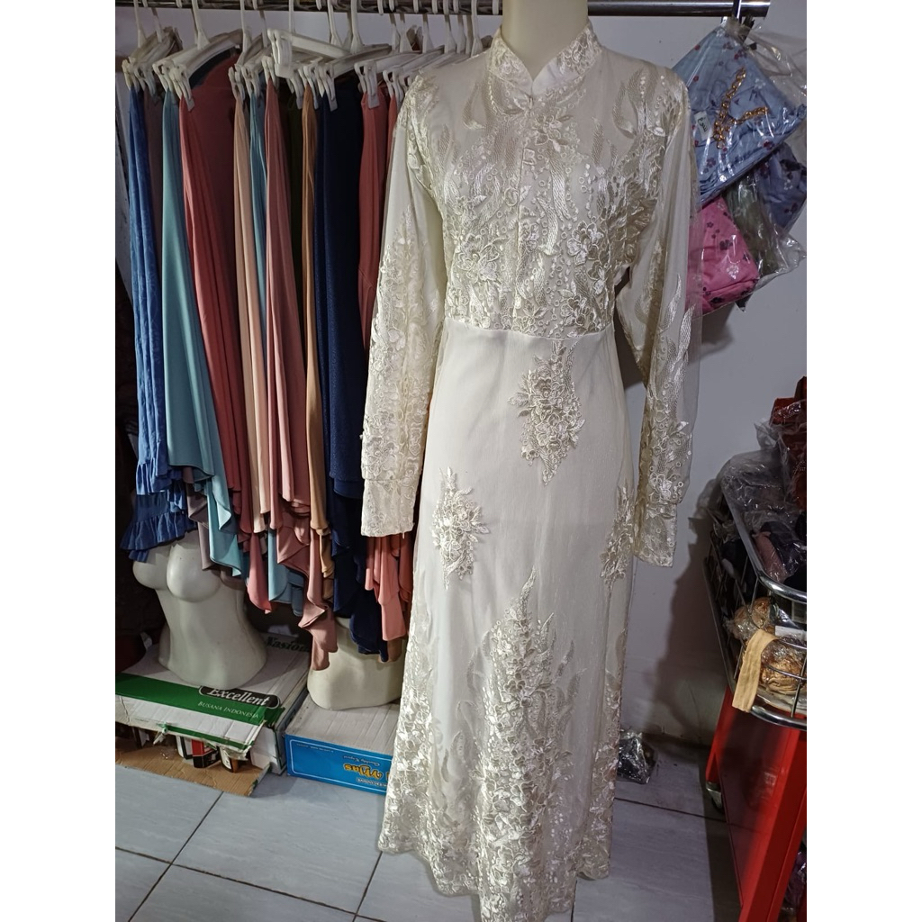dress putih elegan abaya gamis umroh