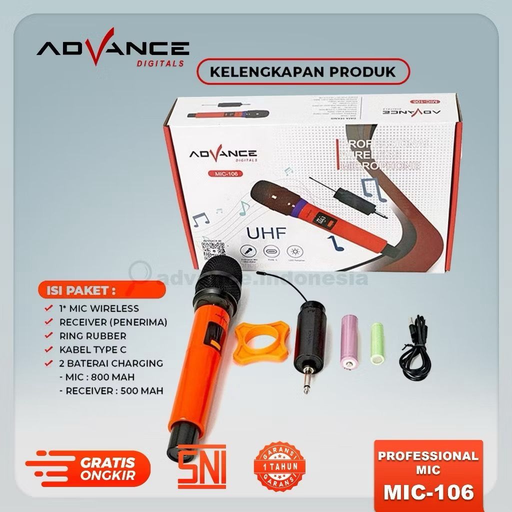 ORIGINAL MIKROFON ADVANCE MIC WIRELESS MIC-106 MICROPHONE MIKROFON ADVANCE