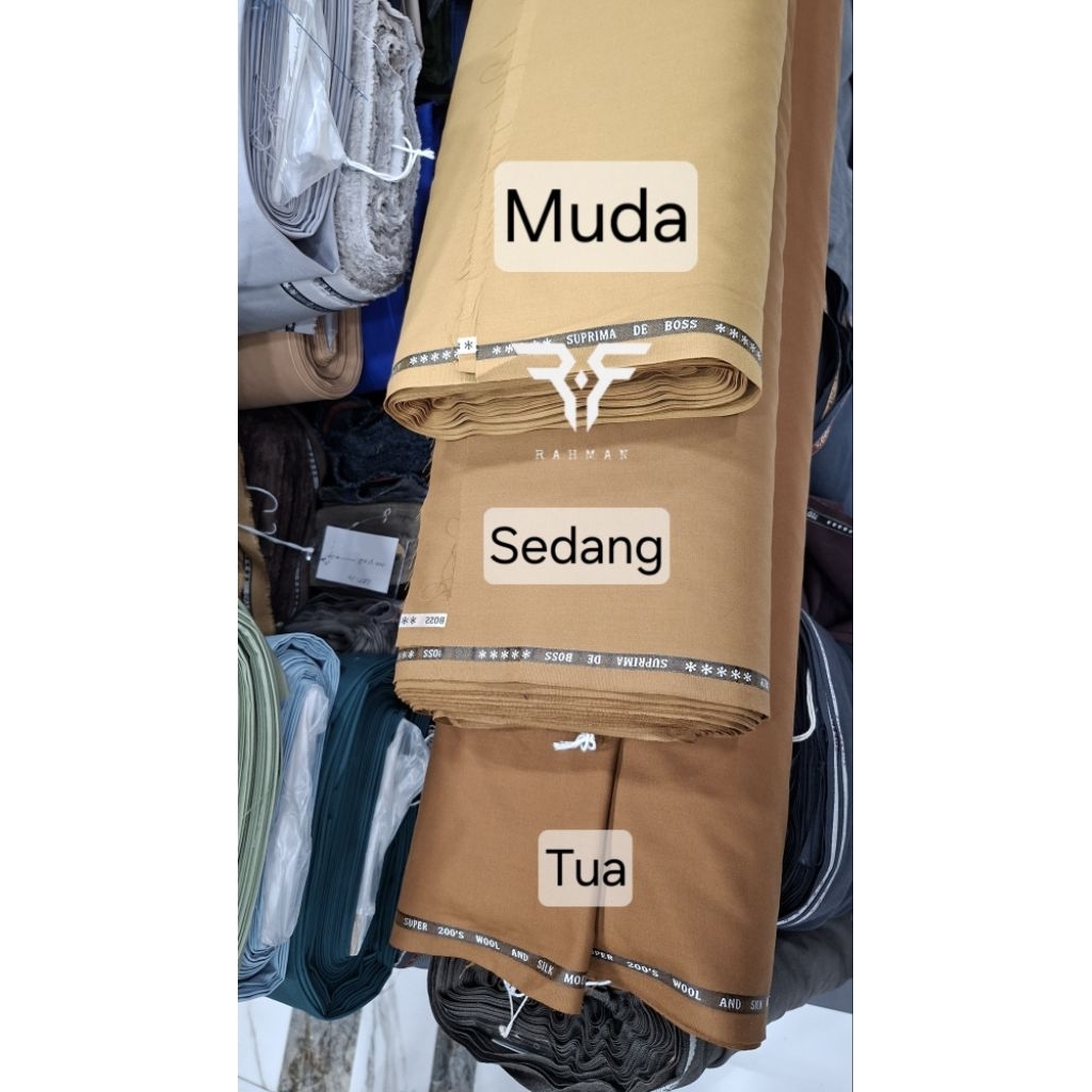 kain khaki pemda semi wool premium