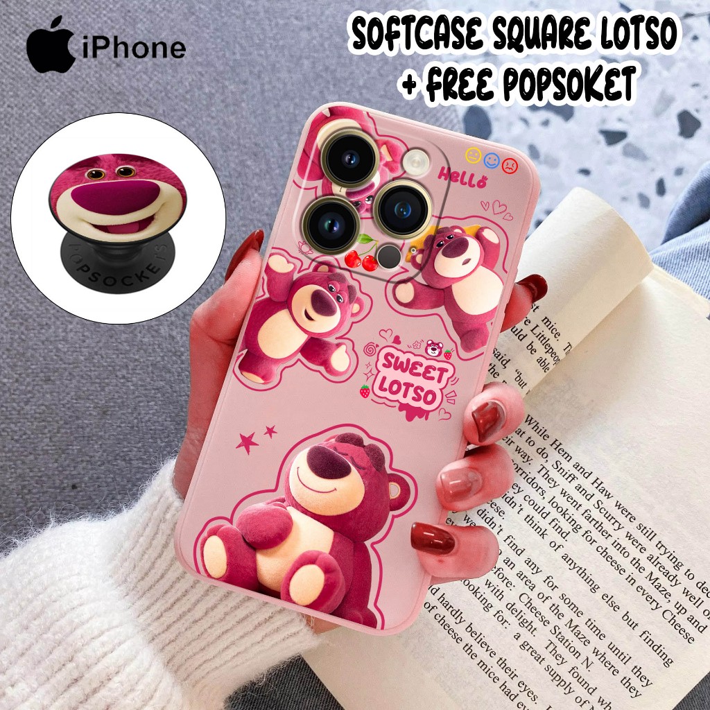 CASE SQUARE LOTSO + POPSOCKET [CM46] FOR APPLE IPHONE X/XS MAX IP XR IP 11 PRO MAX  IP 12 PRO MAX IP