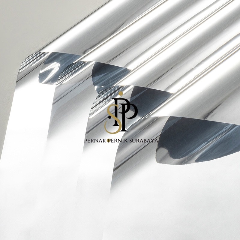 1 PACK ISI 20 LEMBAR KERTAS BUNGA SILVER FILM KOREAN STYLE KACA GLOSSY KILAP KILAU SHINNING KERTAS C