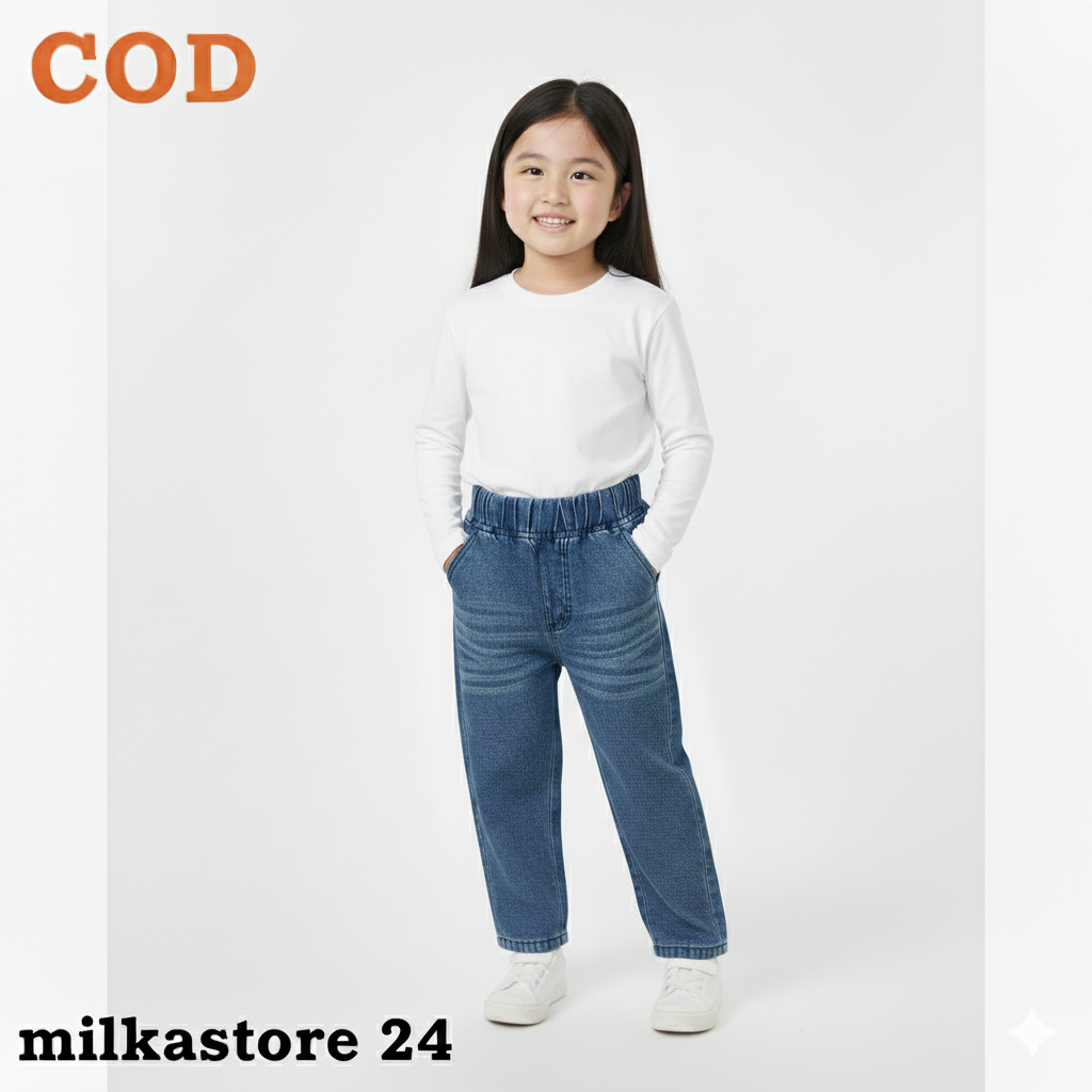 celana jeans kulot anak perempuan setelan celana jeans kulot usia 3-12 tahun