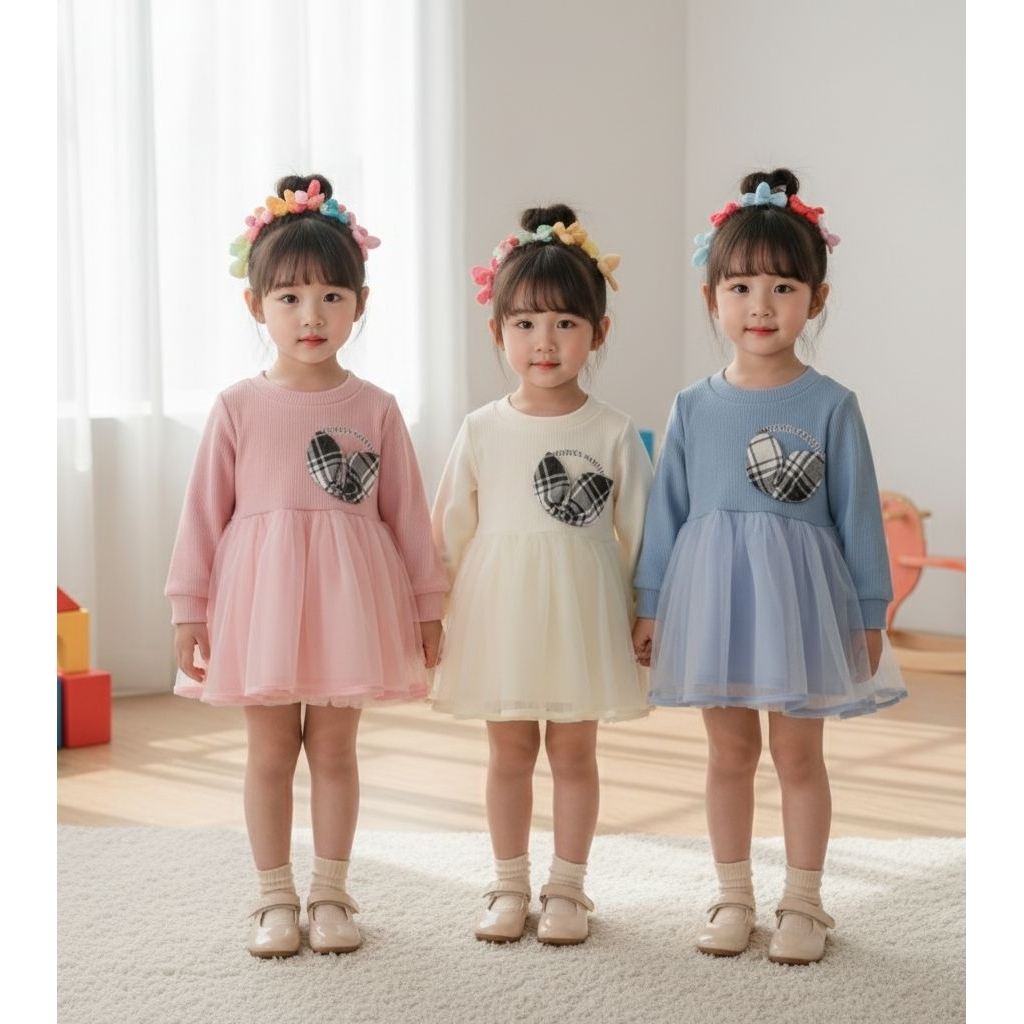 DRESS ANAK PEREMPUAN  IMPORT PITA RAJUT 845