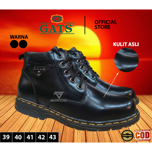 GATS Sepatu boot boots bertali kulit asli fashion stylish formal formil kasual casual pria original