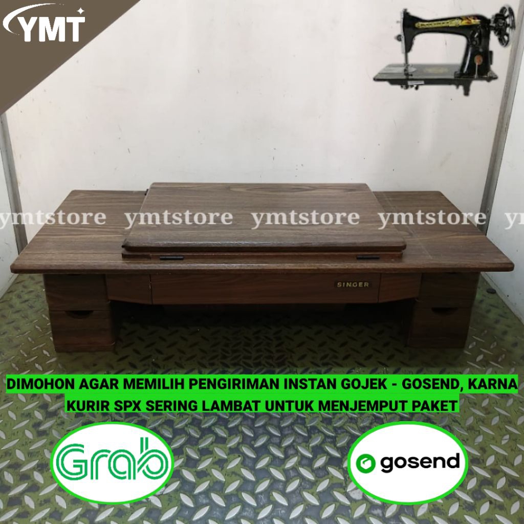 Meja Mesin Jahit Singer Hitam Tradisional / Dayung / Laci 5 / Bak Mesin Jahit