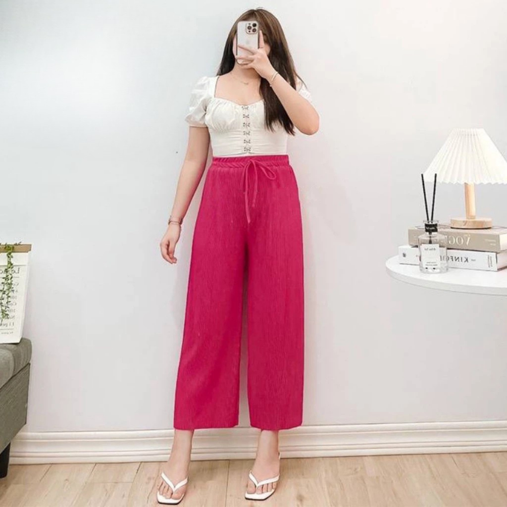 AMALINA | Celana Kulot Crinkle Ruby Pants Highwaist Jumbo
