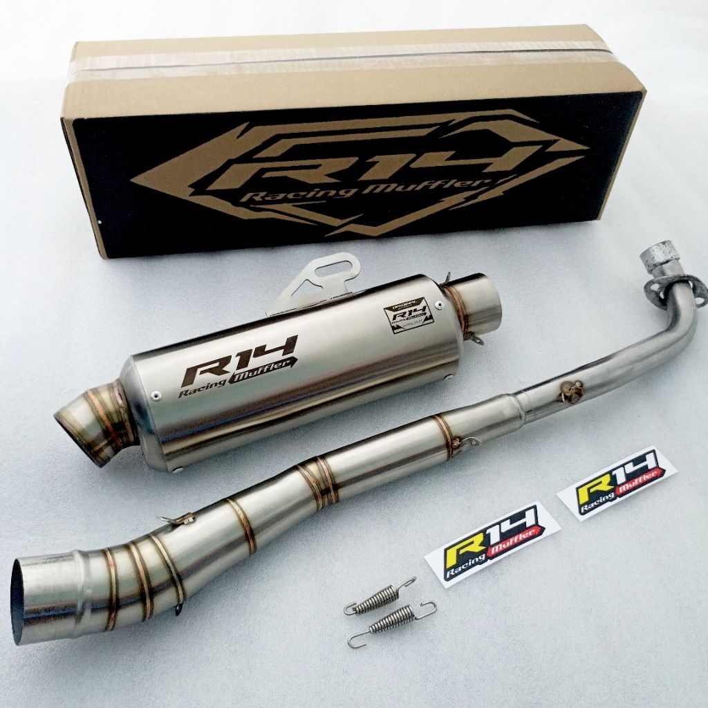 Terlaris knalpot racing original r14 Oval bas adem untuk motor bebek ,jupiter z/robot/z1/burhan,vega