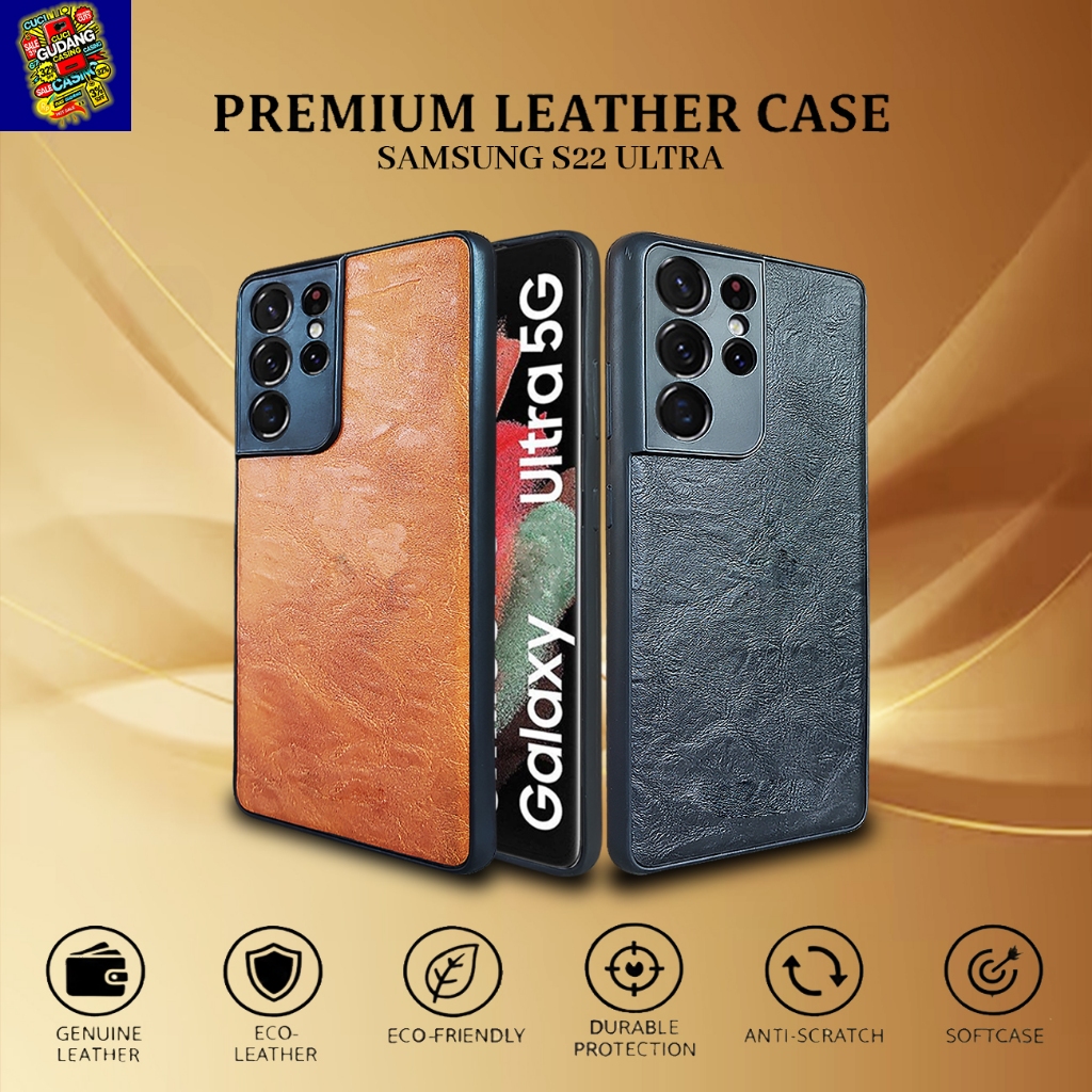 [ CUCI GUDANG ] Case Hp Samsung S22 Ultra Premium Leather Case Softcase Casing Kulit Slim Cover