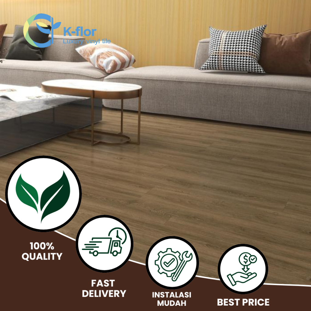 Lantai SPC K-FLOR 5 mm (4mm + 1mm IXPE) System Click | SPC Flooring 5mm Motif Kayu