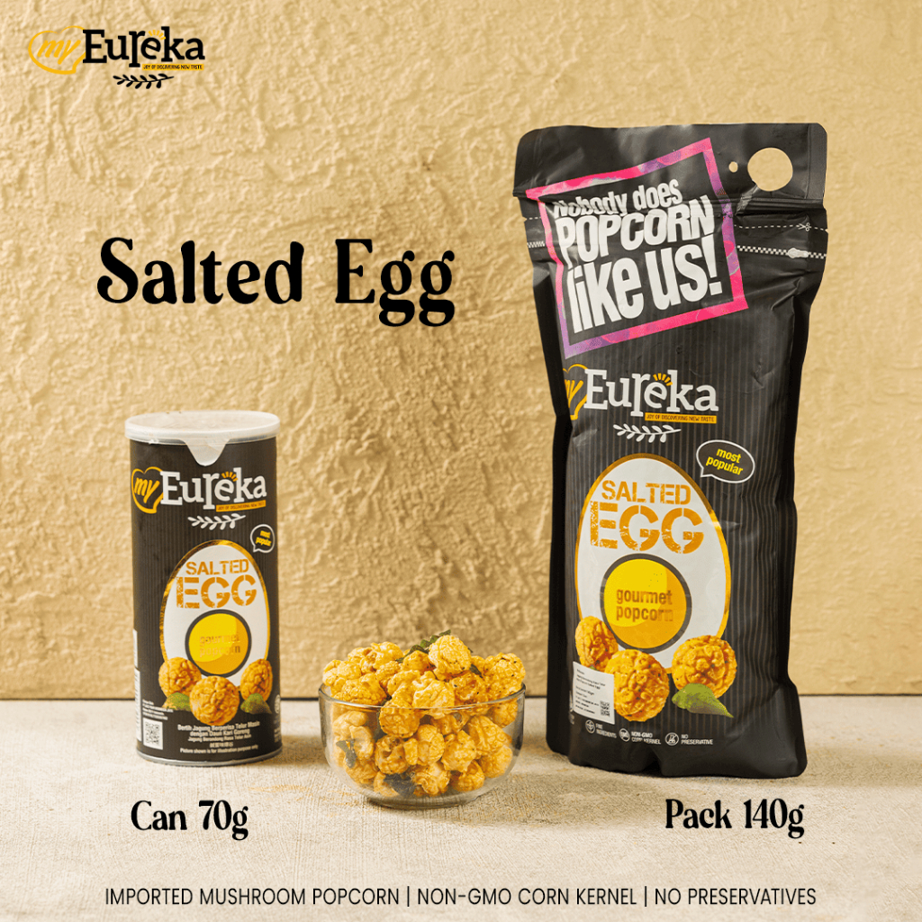 Eureka Popcorn Salted Egg Can 70g | Snack Cemilan Impor