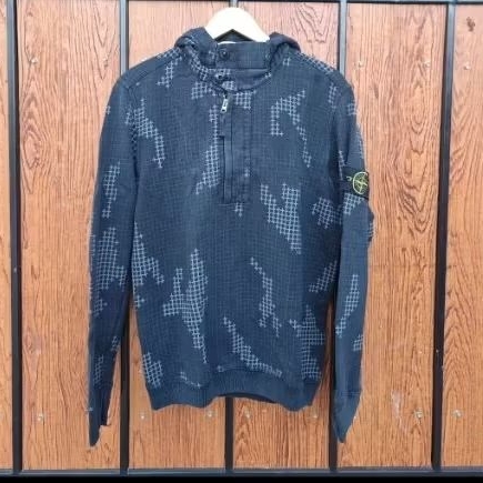 Stone island halfzip grid camo black used 100% authentice