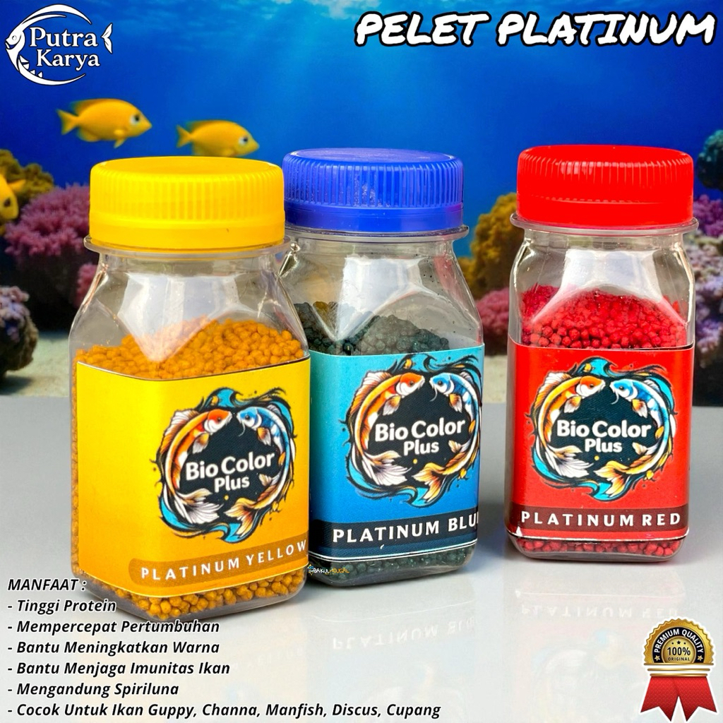 PELET IKAN PREMIUM BIO COLOR PLUS SUPLEMEN WARNA IKAN CAROPILE RED BLUE YELLOW LOUHAN CHANNA MANFISH