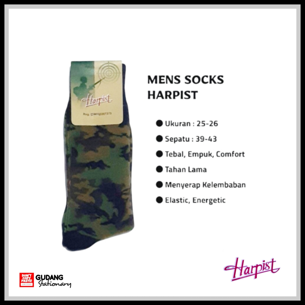 Kaos Kaki Pria | Men's Socks | Sepatu 38-42 | Plain Green Army HARPIST