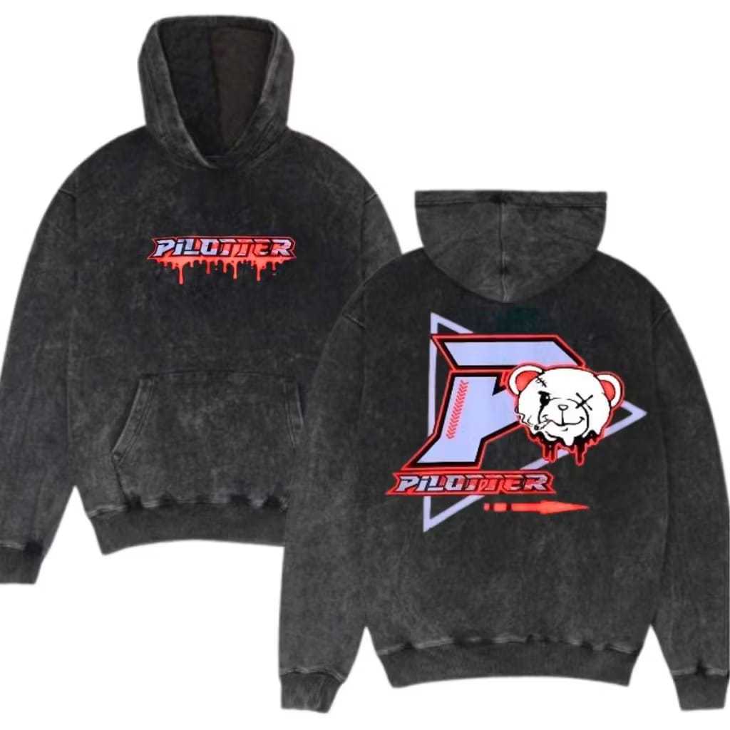 hoodie sandwash pria/wanita PILOTTER BEAR