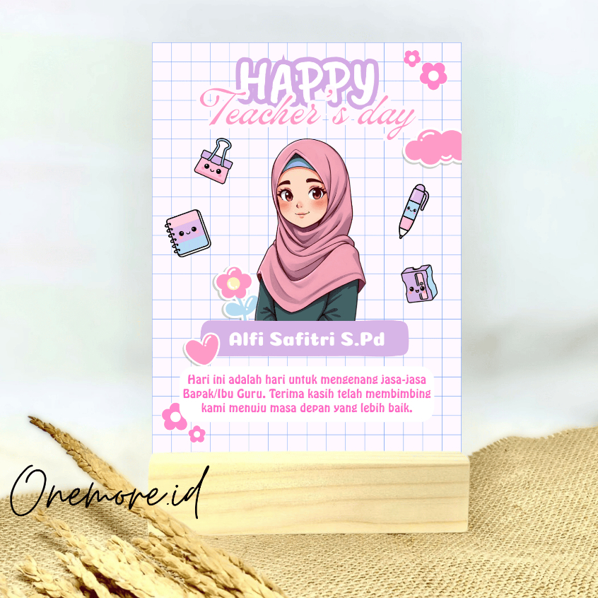 Hadiah Hari Guru - Kado Hadiah Teacher’day untuk kenangan guru perempuan laki-laki Standing Foto Cus