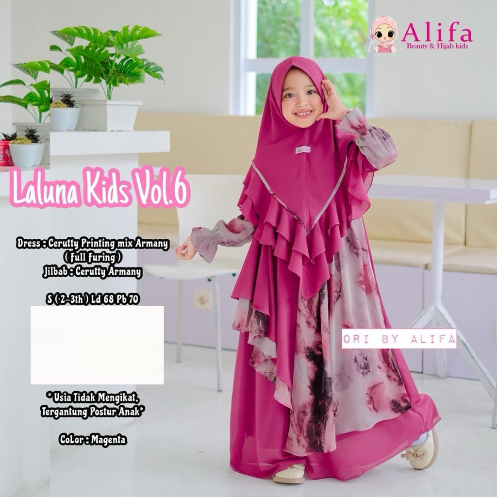 sale sale sale gamis set anak perempuan free hijab/laluna vol6 by alifa kids