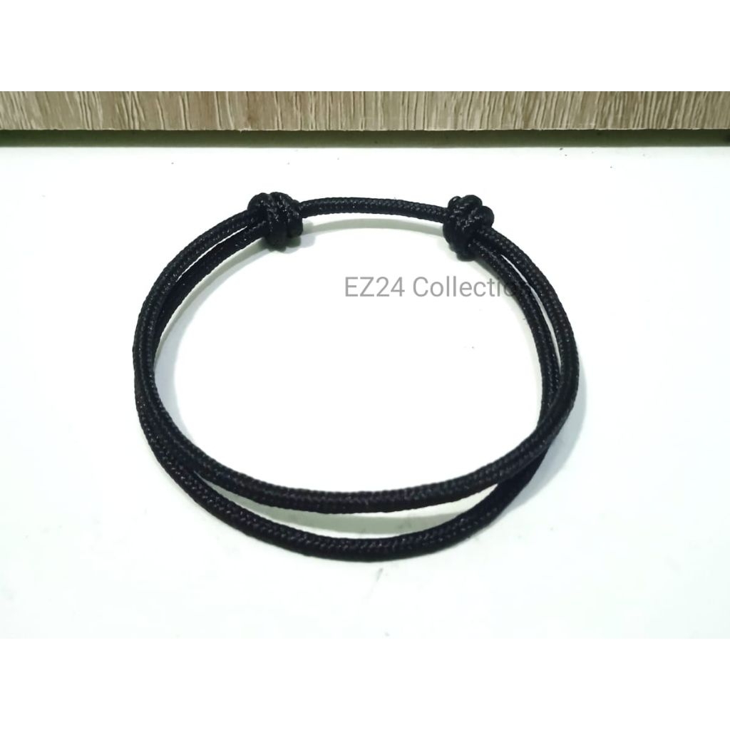 Gelang tali hitam 2MM simpel elegan pria wanita gelang hitam polos aesthetic unisex