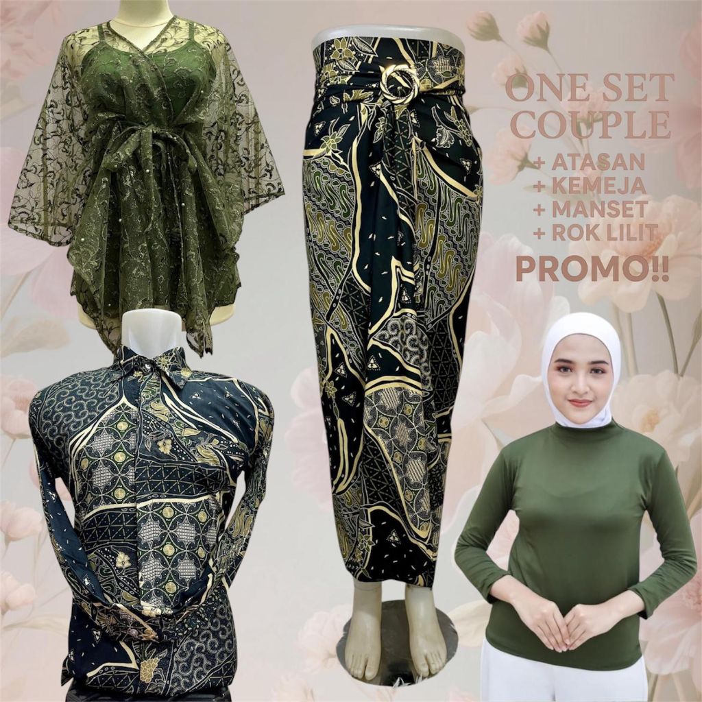 One Set kebaya Modern Batik Couple Outer / Rok Lilit Batik / Kemeja Batik / Outer Modern