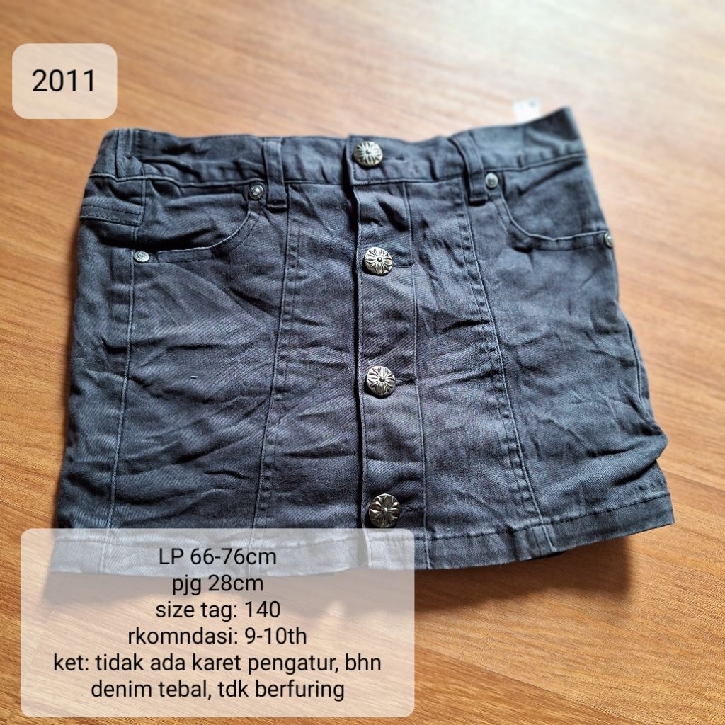 ROK DENIM HITAM ANAK 9-10 TAHUN SPAN MURAH (2011)