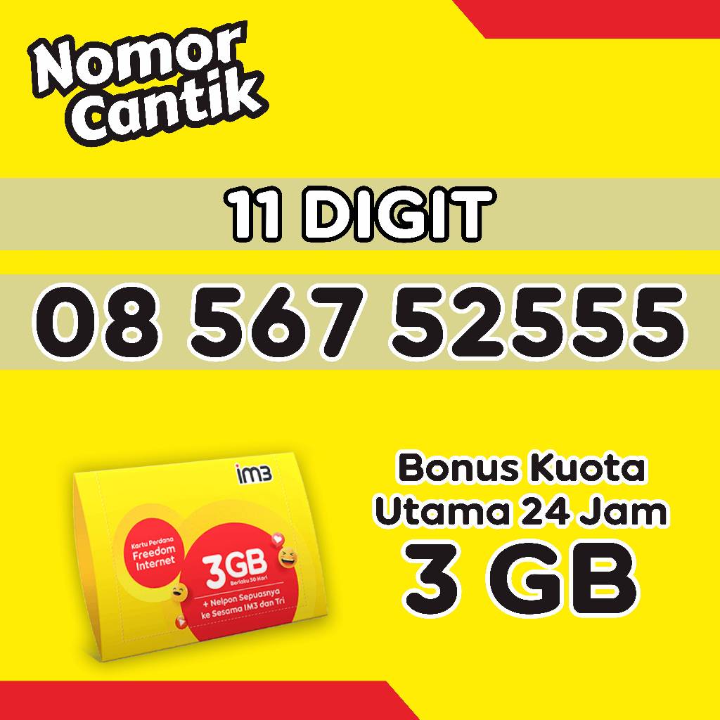 Kartu perdanaIndosat  Nomor cantik terbaru seri urut 11Digit