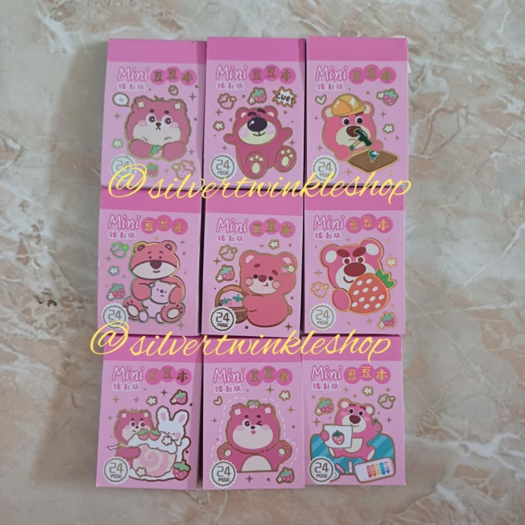 Mainan edukasi anak buku stiker karakter toy story lotso beruang pink kerajinan tangan prakarya temp
