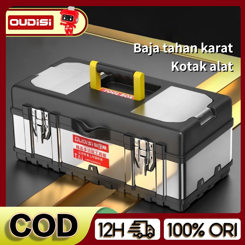 OUDISI Tool box Besar 20/17/14 Inch Box Alat Perkakas Tool Box Bahan Stainless Steel Kotak Perkakas