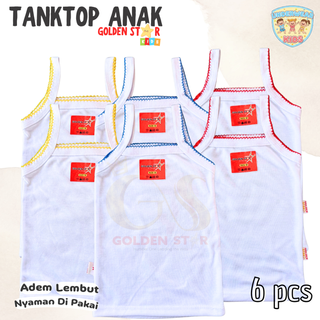 6 pcs Kaos Dalam Bayi Anak Perempuan singlet Tali Kaos Kutang Cewek WARNA - Kaos Kutang Anak Perempu