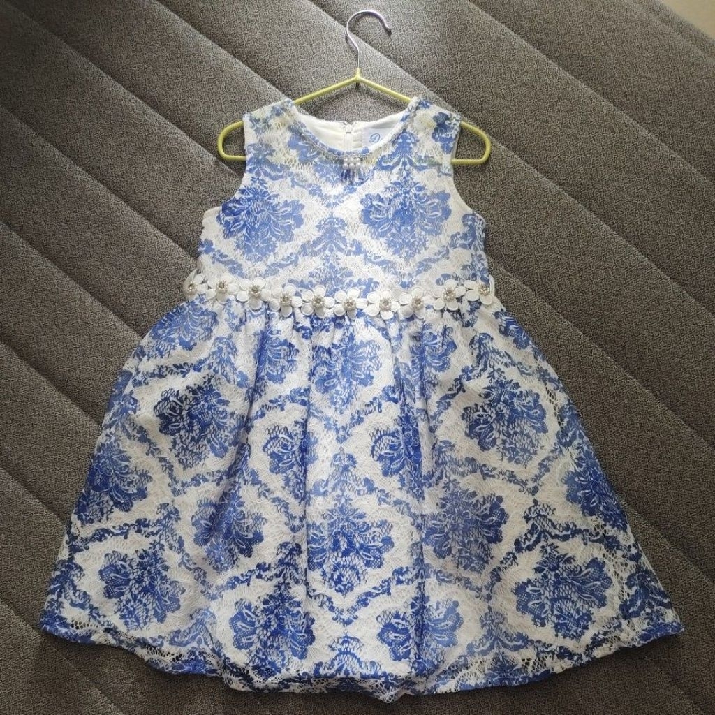 baju pesta gaun pesta anak putih biru Donita 4