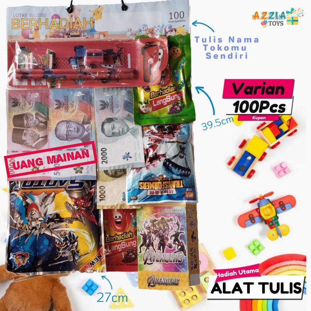 LOTRE BERHADIAH PASANGAN ALAT TULIS 100 KUPON Rp.500/pcs Semua Dapat Hadiah