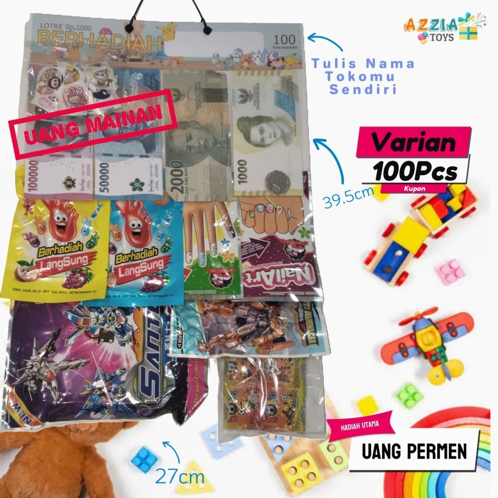 LOTRE BERHADIAH PASANGAN UANG PERMEN Rp.500/Pcs 100 KUPON Semua Dapat Hadiah