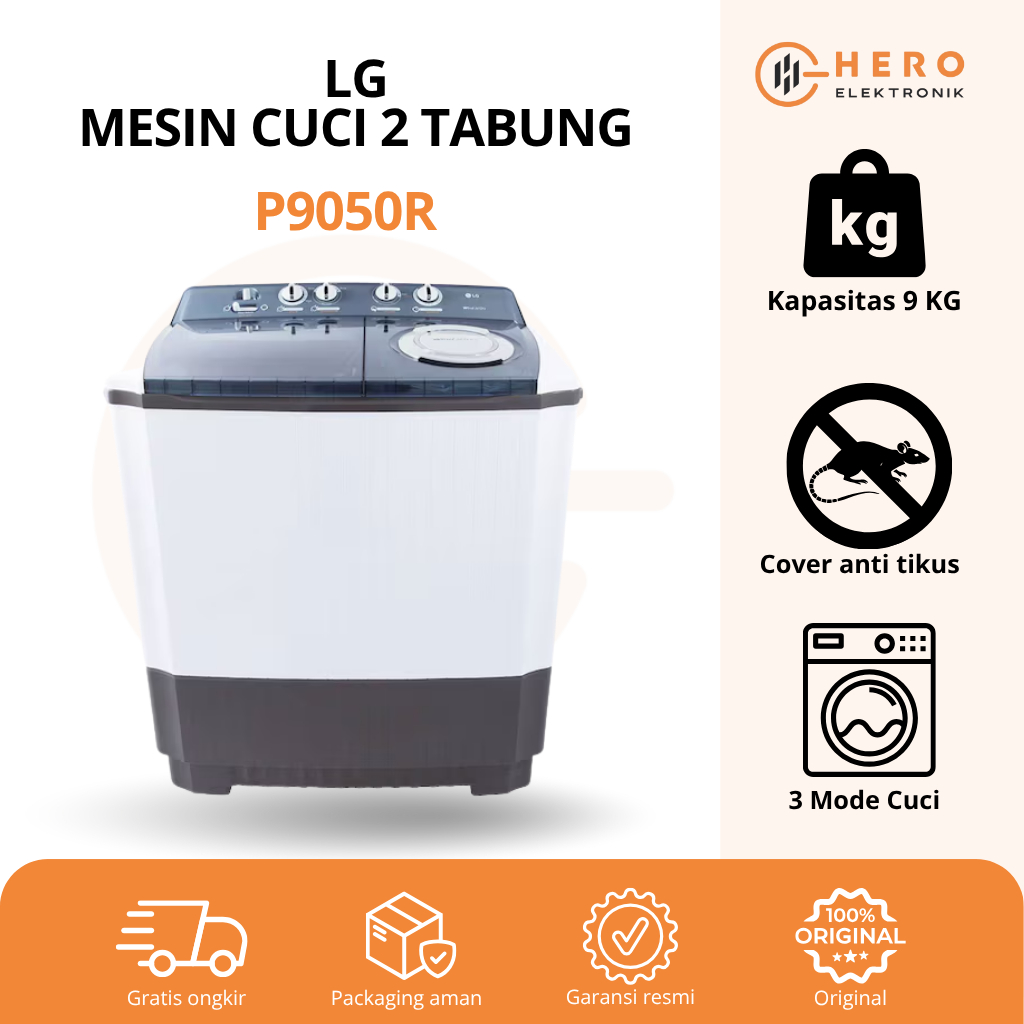 MESIN CUCI LG 9KG P9050R 9 KG 2 TABUNG 9050R ORIGINAL